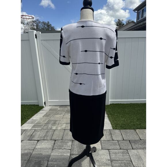 Vintage 70s Frances Brewster Knit Set Midi Skirt Shoulder Pad Blouse Top Retro 4 - Picture 2 of 6